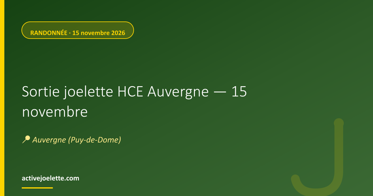 Visuel de l'événement Sortie joelette HCE Auvergne — 15 novembre